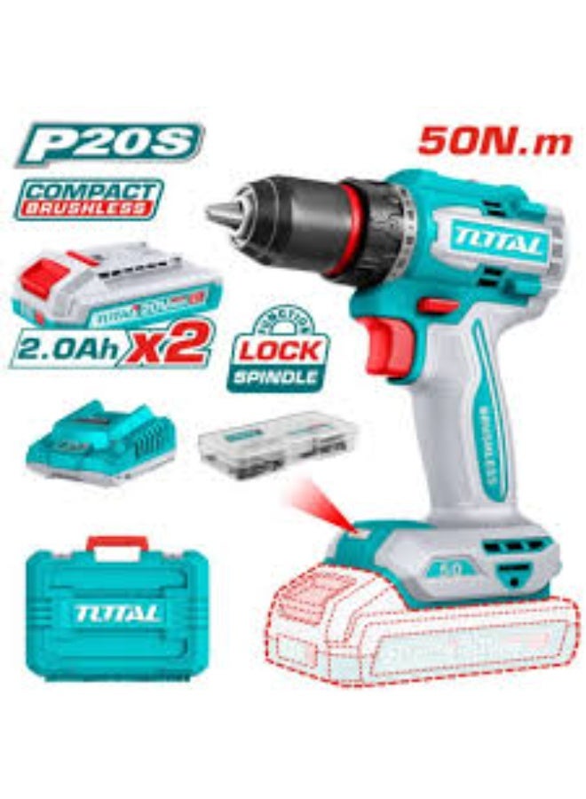 20V Cordless Drill – 2 Batteries – 50Nm